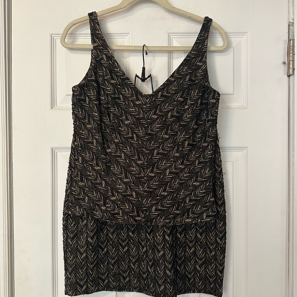 Carmen Marc Valvo Signature Beaded Tank Top and Skirt Set